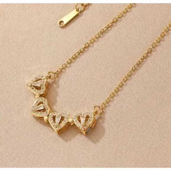 18K Gold Plated Stained Flower Pendant Necklace Clover Statement Elegant - Picture 3 of 5